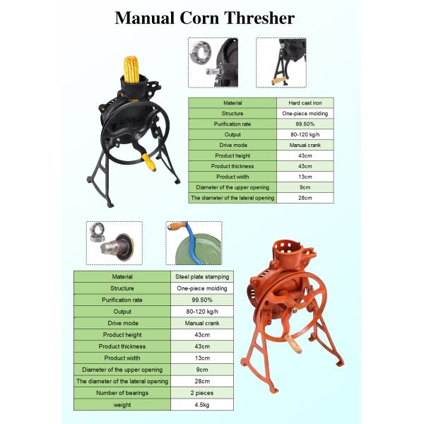 Heavy Duty Cast Iron Manual Corn Sheller Machine, Efficient Farm Maize Processor