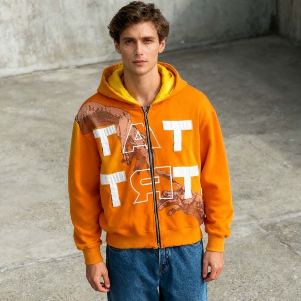 Custom Sunfaded Faded Distressed Zip up Heavyweight Hoodie for Men Streetwear Boxy Oversized Acid Wash Print Embroidery Hoodie