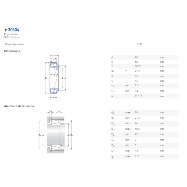 Stainless Steel High Speed Tapered Roller Bearings 30304 For Broad Strip Mill