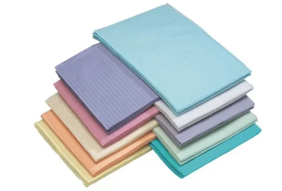 Waterproof Laminated PE Tissue 2ply Disposable Dental Bibs
