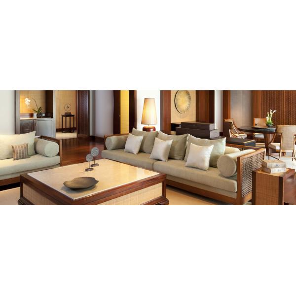 Modern Cream Sofa 3+1+1 Living Room Sofa Set / Solid Wood Frame Sofa