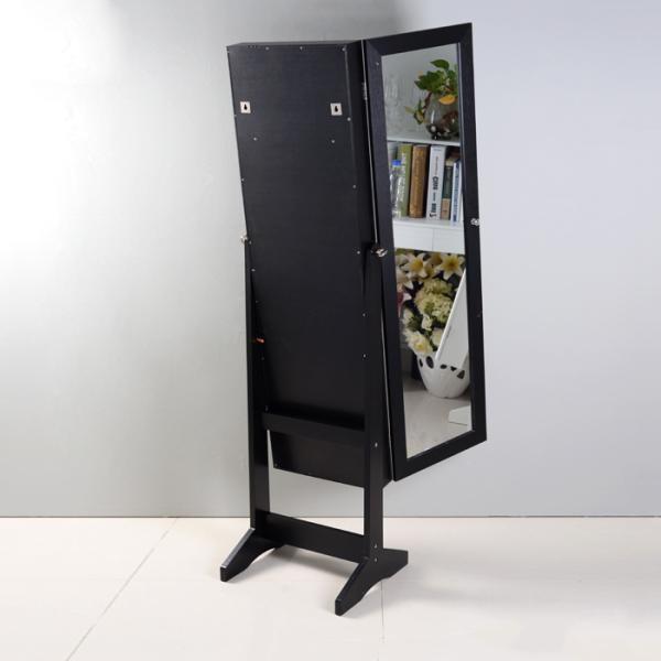 Armoire derecho el 146cm libre negro de la joyería del espejo integral del MDF
