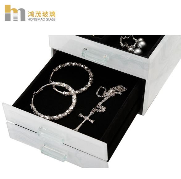Anti Scratch Jewelry Organizer Box / Glass Jewelry Box For Necklaces