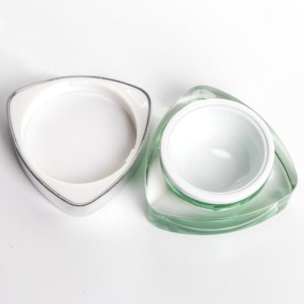 pot 15G crème en plastique acrylique irrégulier vert pour l'emballage cosmétique de gel UV