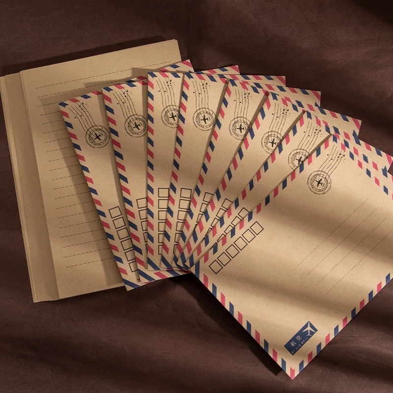 Airmail Envelopes Vintage Kraft Paper Stationery Set For Writing Letters