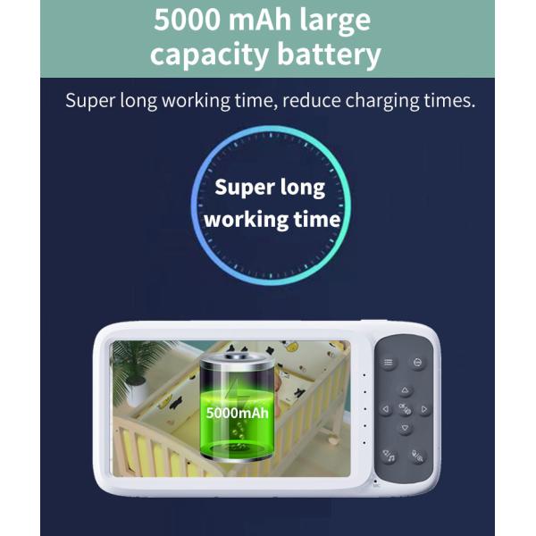 5inch Health Indoor Night Vision Baby Monitor 1500MA Battery Built In Mic