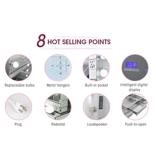 OEM Durable Dressing Room Illuminated Cosmetic Beauty Vanity Mirror with LED Lights