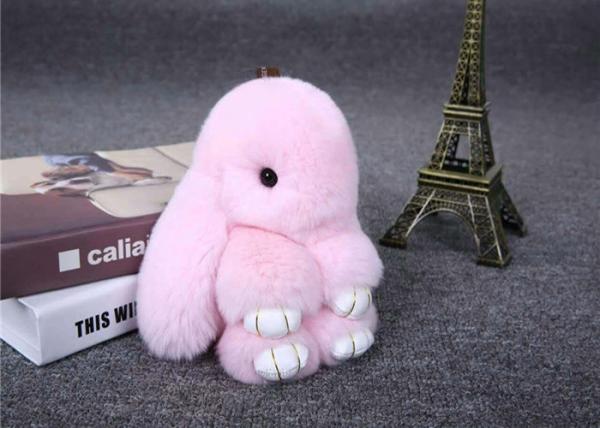 Soft Comfortable Luxury Rex Rabbit Fur Keychain For Knitted Hats Parts