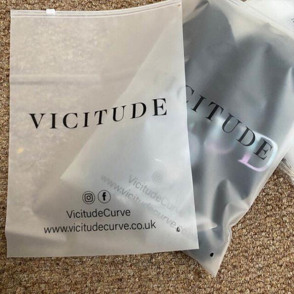 Custom Personalized Printed Logo Eve Slider Matte Frosted Zip Lock Clothing Packaging Plastic Bags With Black Zipper