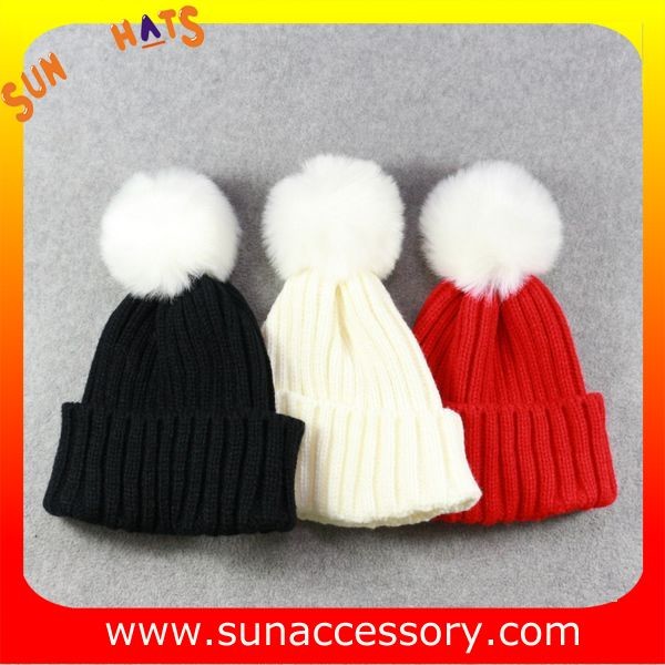 AK170191 Sun Accessory cheap knitted beanie hats with pom pom