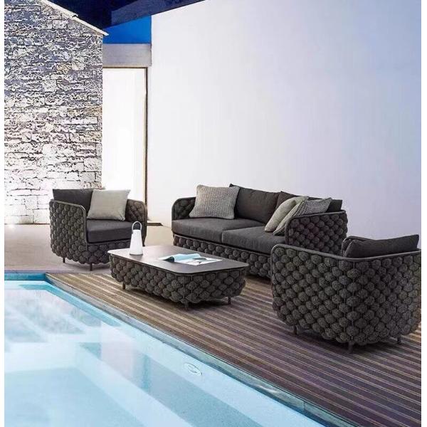 Outdoor Hotel Furniture Combination Leisure Sofa Set with Aluminum Frame and Weave Rope