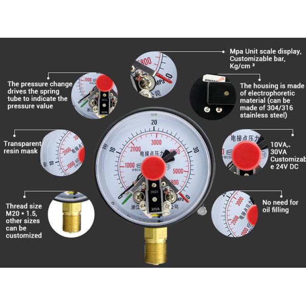 Customized OEM Support Electric Contact Manometer Pressure Gauges with 1.6% Accuracy