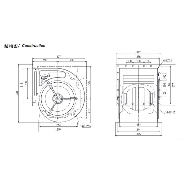 Lâmina centrífuga do fã 250mm da entrada dupla da fase monofásica 6pole