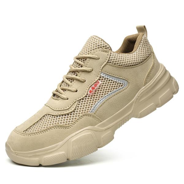 Shengjie Zapatos de trabajo de pie de acero de fibra microfibra de cuero suela superior de caucho anti-punción seguridad anti-deslizante S