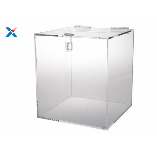 Fashion Acrylic Charity Box / Transparent Acrylic Donation Box With Lock