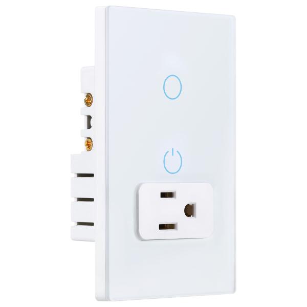 IOS / Android Compatibility Wifi Wall Socket 15A Smart Wall Outlets With 1 Gang Wifi Switch