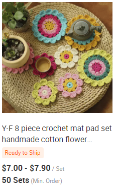 Y-F Nordic Country Rustic Crochet Blanket Farmhouse Plaid Flower Table Runner Teapot Pad coaster Set