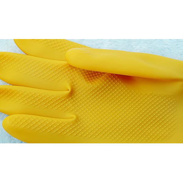 Flocked Lining House Cleaning Gloves 32CM Latex Yellow Gloves