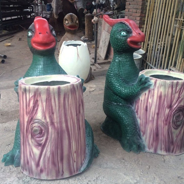 Dinosaur Theme Park Durable Creative Dinosaur Trash Can Dustbin Statue