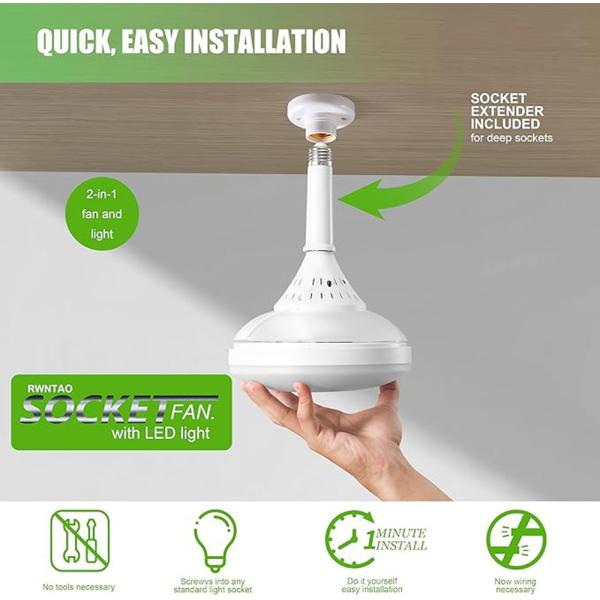 Luz de ventilador de techo LED con flujo luminoso de 3000LM, vida útil de 50000 horas y 3 velocidades de viento para dormitorio, sala de estar y cocina