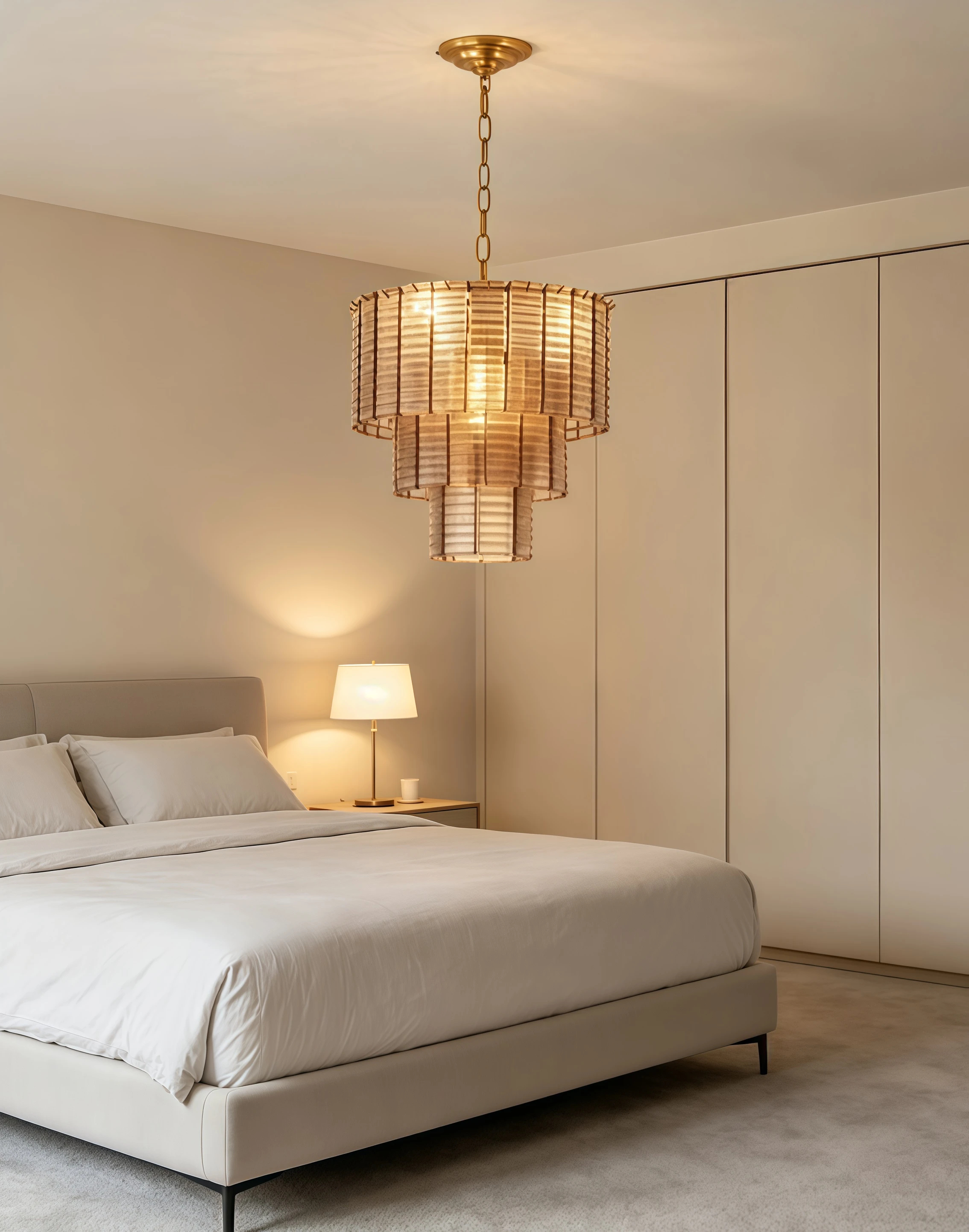 JYLIGHTING Modern Pendant Light Textured Pink Glass Panels in Multiple Stepped Layers Offering Decorative Light and Shadow Effects