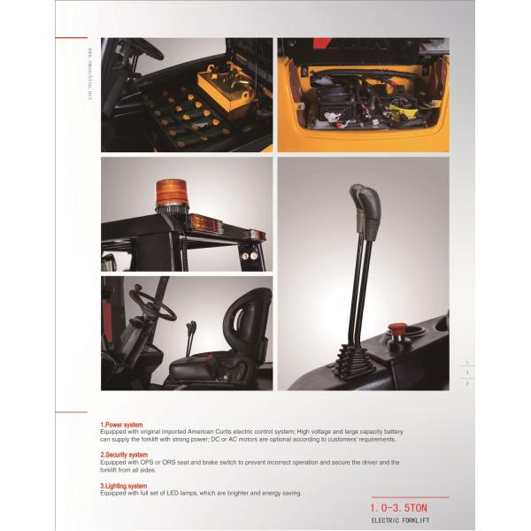 1.5-3.5 Ton Compact Forklift Trucks , Strong Hydraulic Warehouse Electric Pallet Jack