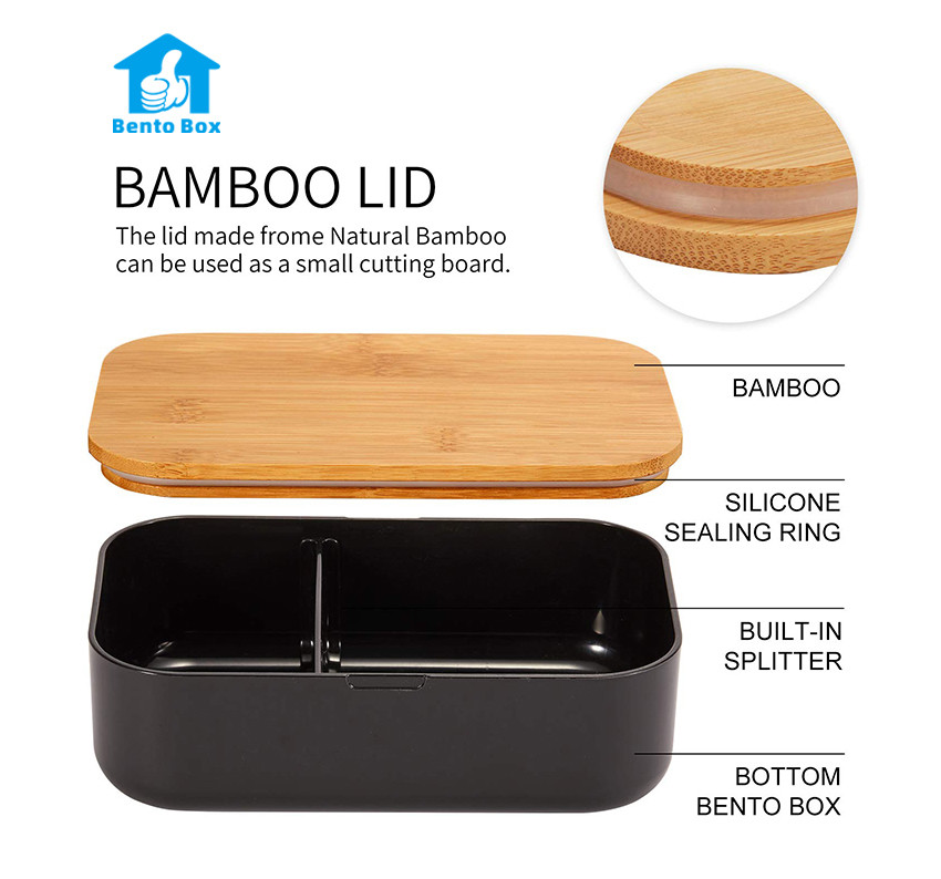 Pattern BPA Free 1000ml On-the-Go Bamboo Eco Lunch Container for Children