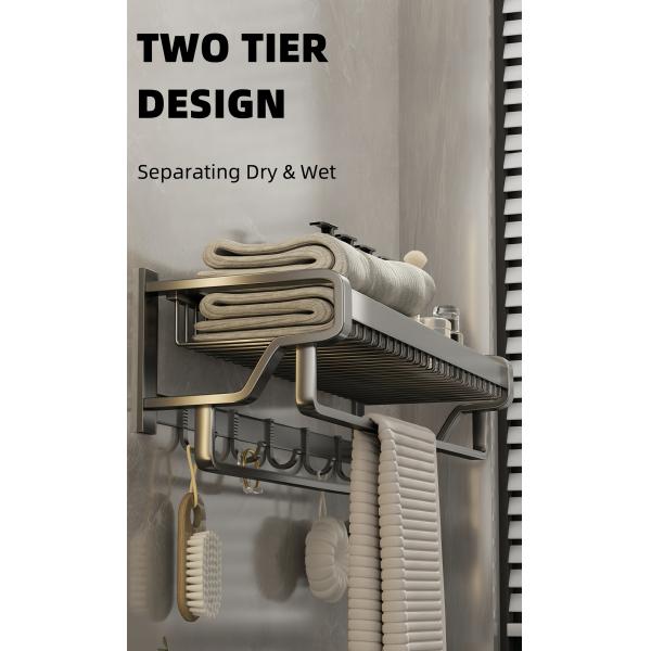 Luxury Bathroom Shower Accessories Wall Mounted Six Pieces Space Aluminum Powder Painted Grey