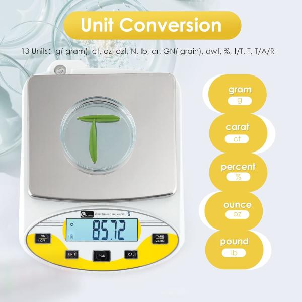 Lab Scale Laboratory Analytical Electronic Balance Digital Scale Pharmacy Jewelry Scale 110V Calibrated(5000g,