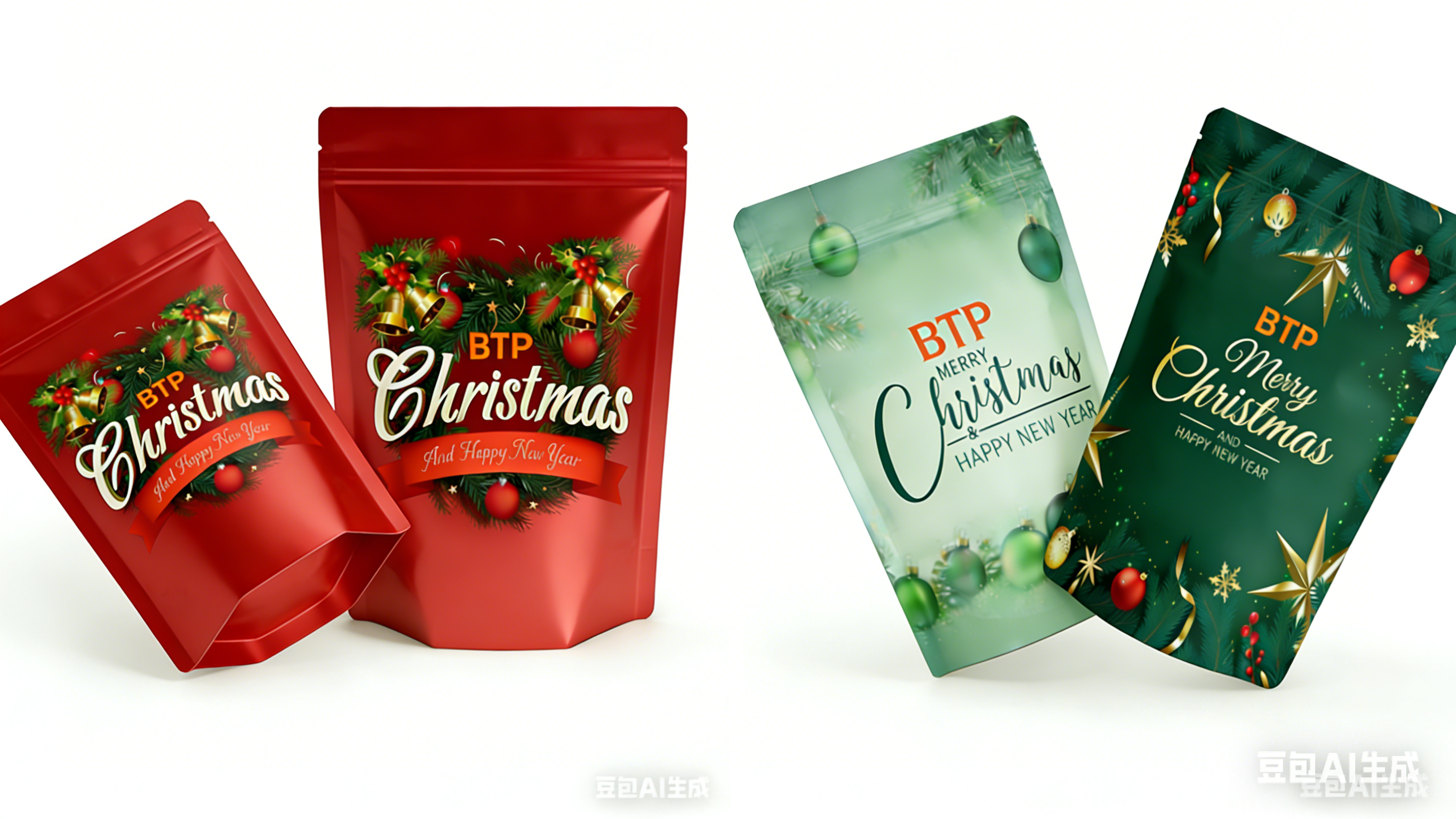 Custom Christmas Candy Bags Cookies Pouch  Food Grade Plastic Packaging Zipper Mylar Bags Gift Packaging Digital Printing