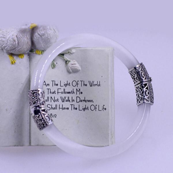 Women Vintage Jewelry Sterling Silver Zirconia Bangle Bracelet (015741WWHITE)