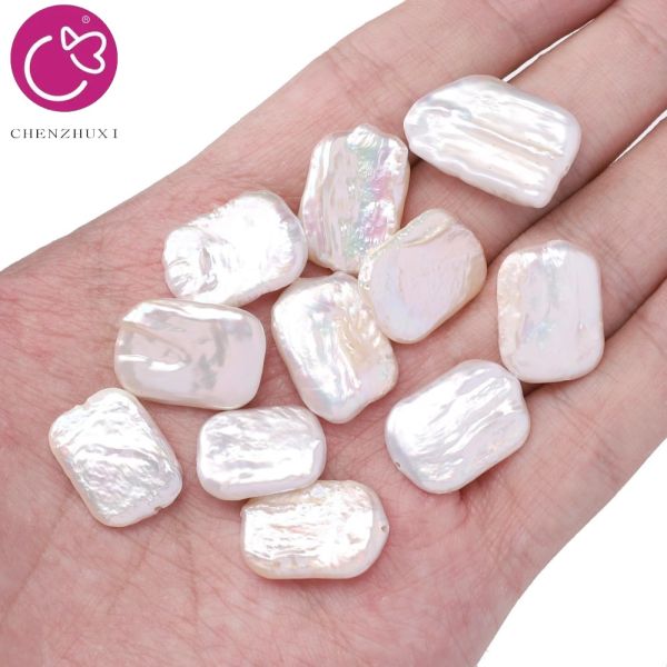 High Luster Square Pearl Natural White Freshwater Baroque Loose Pearl Strand for DIY Jewelry Making