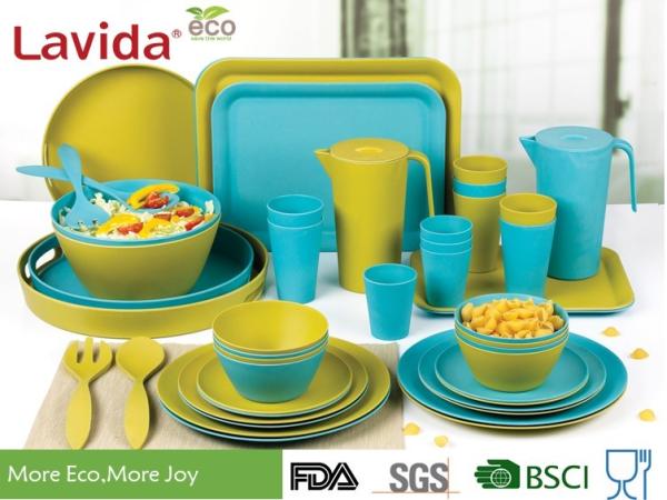 Biodegradable Bamboo Fiber Dinnerware , Non - Flammable Bamboo Fibre Dinner Set