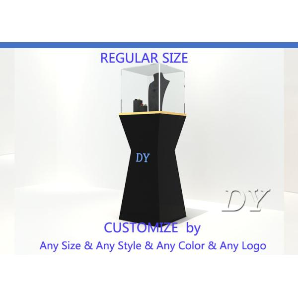 Fashion Pre-Assembled Black Glass Jewelry Tower Showcase With Lock
