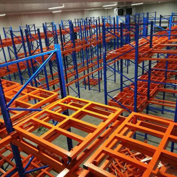 OEM Orange Push Back Pallet Racking 4 Deep LIFO Storage 3000kg Capacity Heavy Duty Warehouse Rack