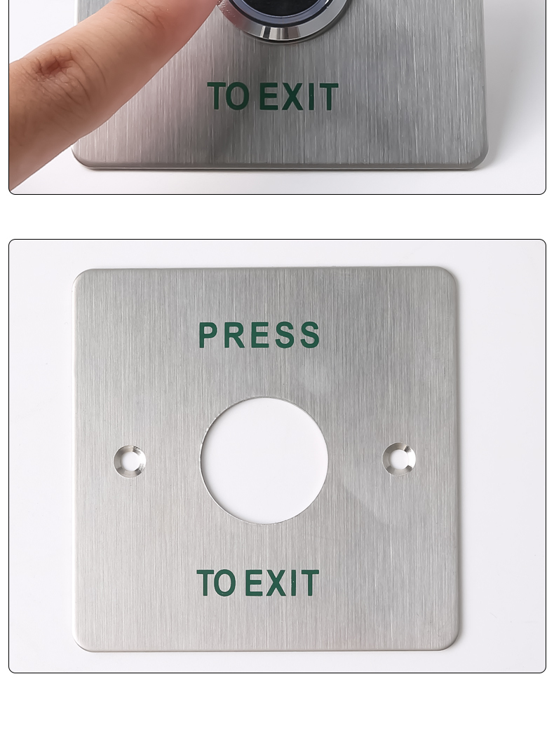 Infrared sensor exit button switch, 86-type outdoor waterproof stainless steel access control switch panel, touch-free