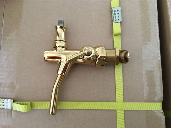 golden beer tap made of brass with stainless steel probe , for beer tower and cooler use