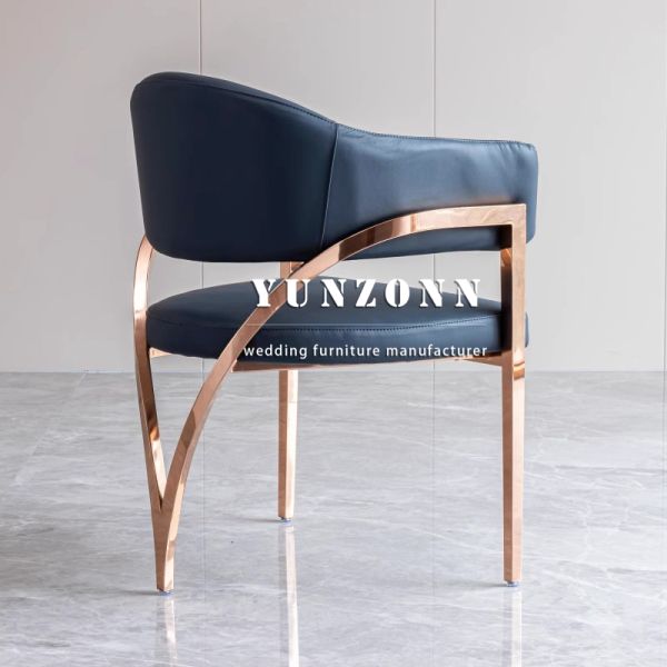 China Factory Bride Luxury Wedding Chairs Hotel Restaurant Cafe Golden Stainless Leather Modern Dining Room Chair
