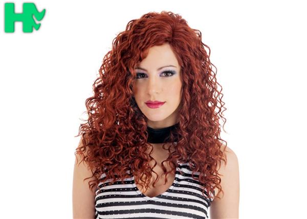 High Quality Synthetic Wigs Red Color No Lace Synthetic Curly Wigs Natural Looking