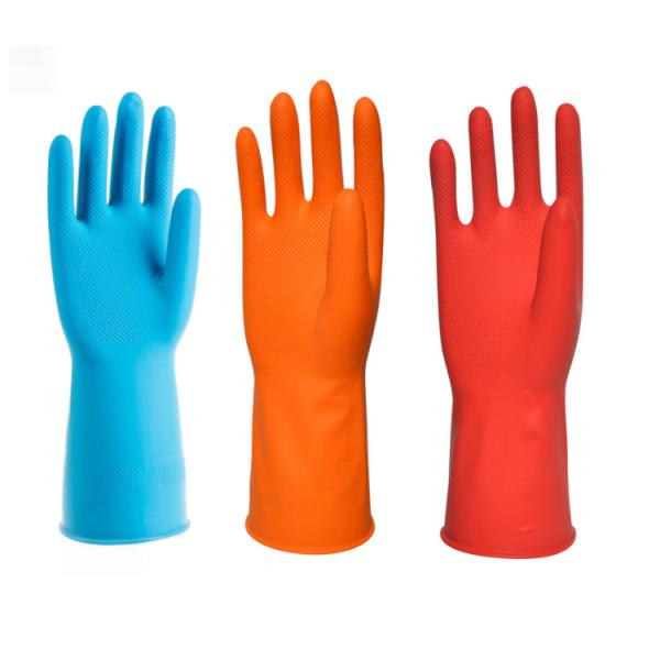 Gants réutilisables de latex des gants 300mm Natrual de Cleanning de ménage de