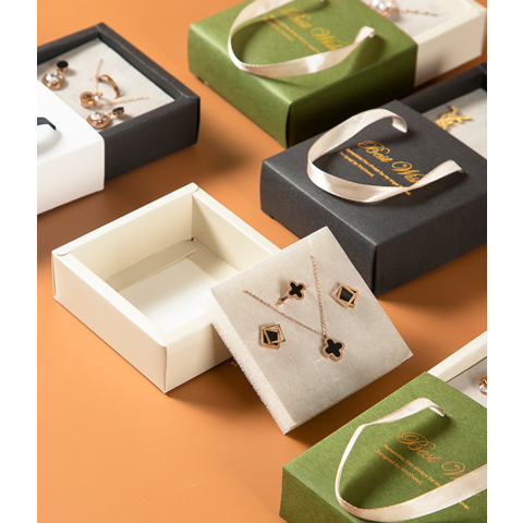 Настраиваемый логотип переработанные роскошные ювелирные изделия подарочный ящик упаковка бумажная сумка с ручкой