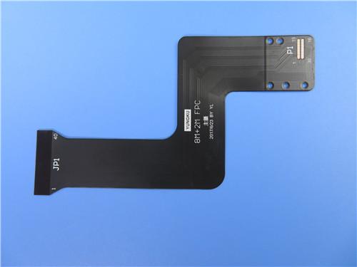 4 Layer 0.3mm thick Flexible Printed Circuit FPC Built On Polyimide With Black Mask and 	Immersion Gold 0.03µm