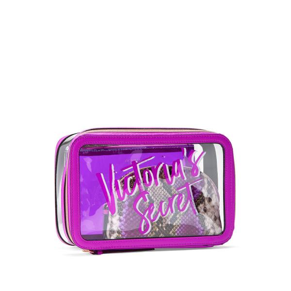 Travel Cosmetic Bag PVC Make-up Pouch Handle Straps for Women Men, Carry On Airport Airline Compliant Quart Bags