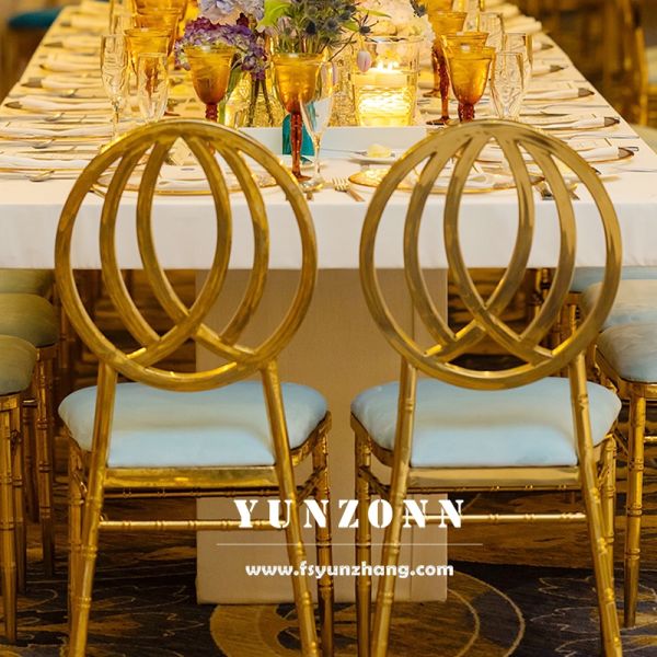 China Factory Supply Stainless Steel Phoenix Chair in Gold and White for Weddings Banquets Hotels Outdoor Dining Apartments