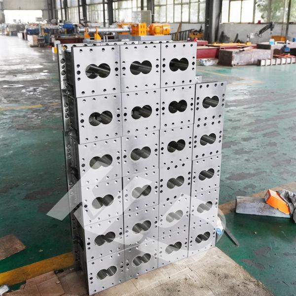 Acessórios de extrusores de pelletização de parafusos duplos paralelos 45 barril de aço Hastelloy corpo de mangue integral de liga dupla