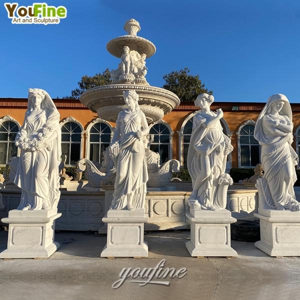 Modern Outdoor Garden Red Life Size Marble Statues Four Season Statue