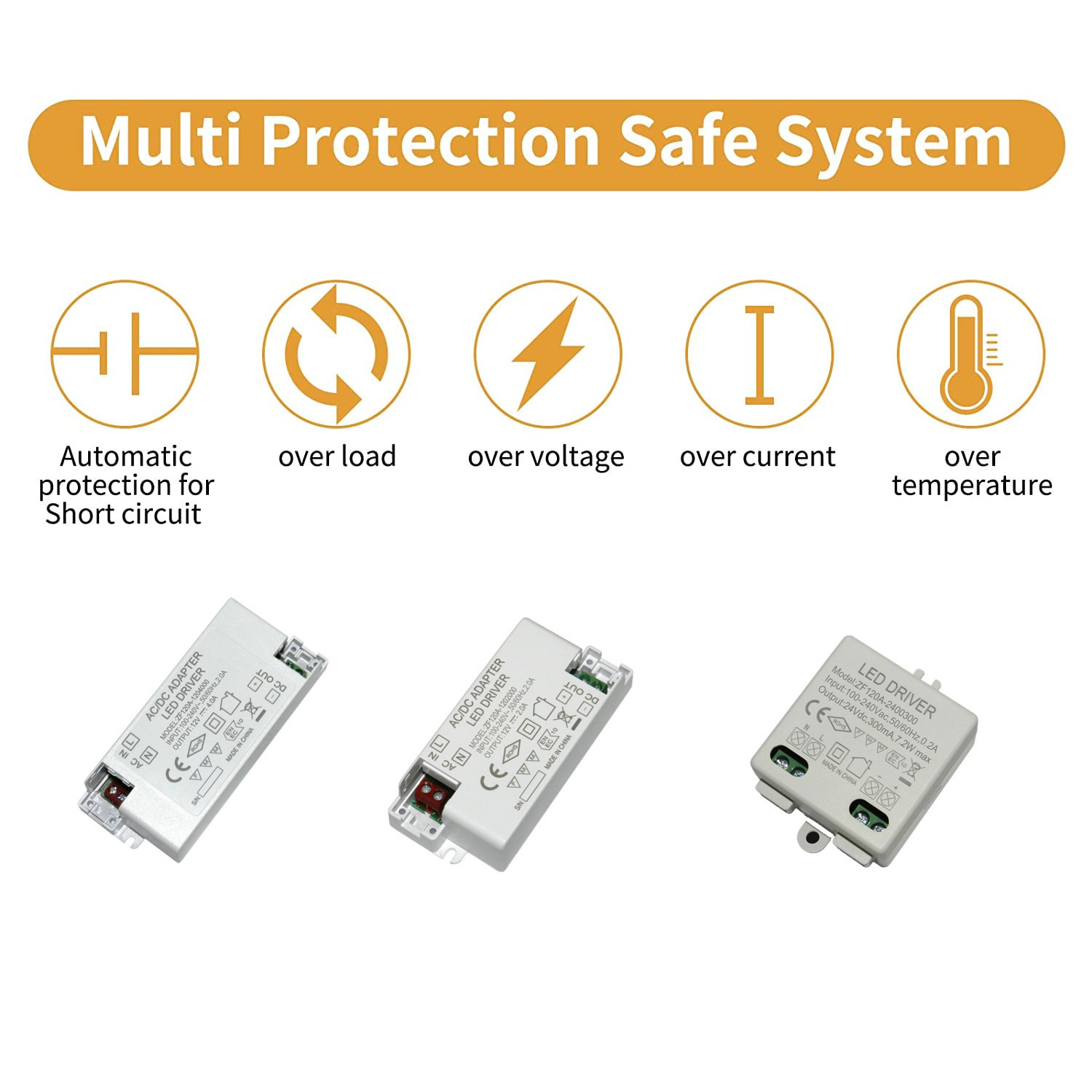110V-240VAC 50/60HZ LED Driver Plastic Shell 6W LED Constant Voltage Power Supply 12V 0.5A Driver Output Type Single Phase