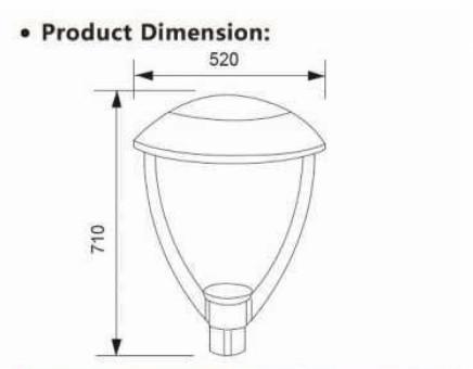 Ip65 LED Post Top Light Área de paisagem exterior Alto pólo LED Iluminação de jardim do crepúsculo ao amanhecer