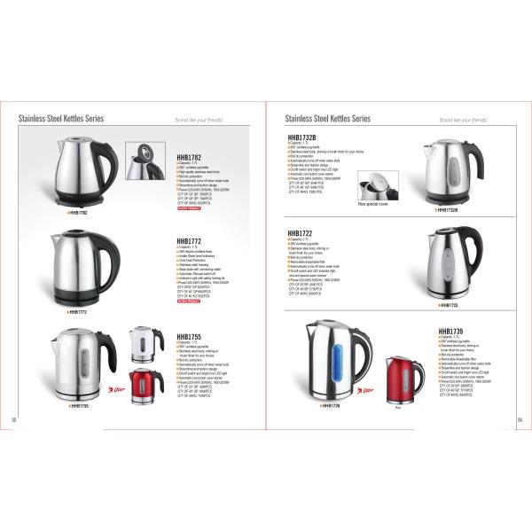 Stainless Steel Electric Kettle for Hotel Portable Water Kettle 1.6-2.0L Capacity