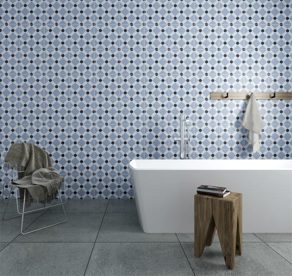 Blue Ceramic Rustic Tile 20x20cm Clay Indoor Floor
